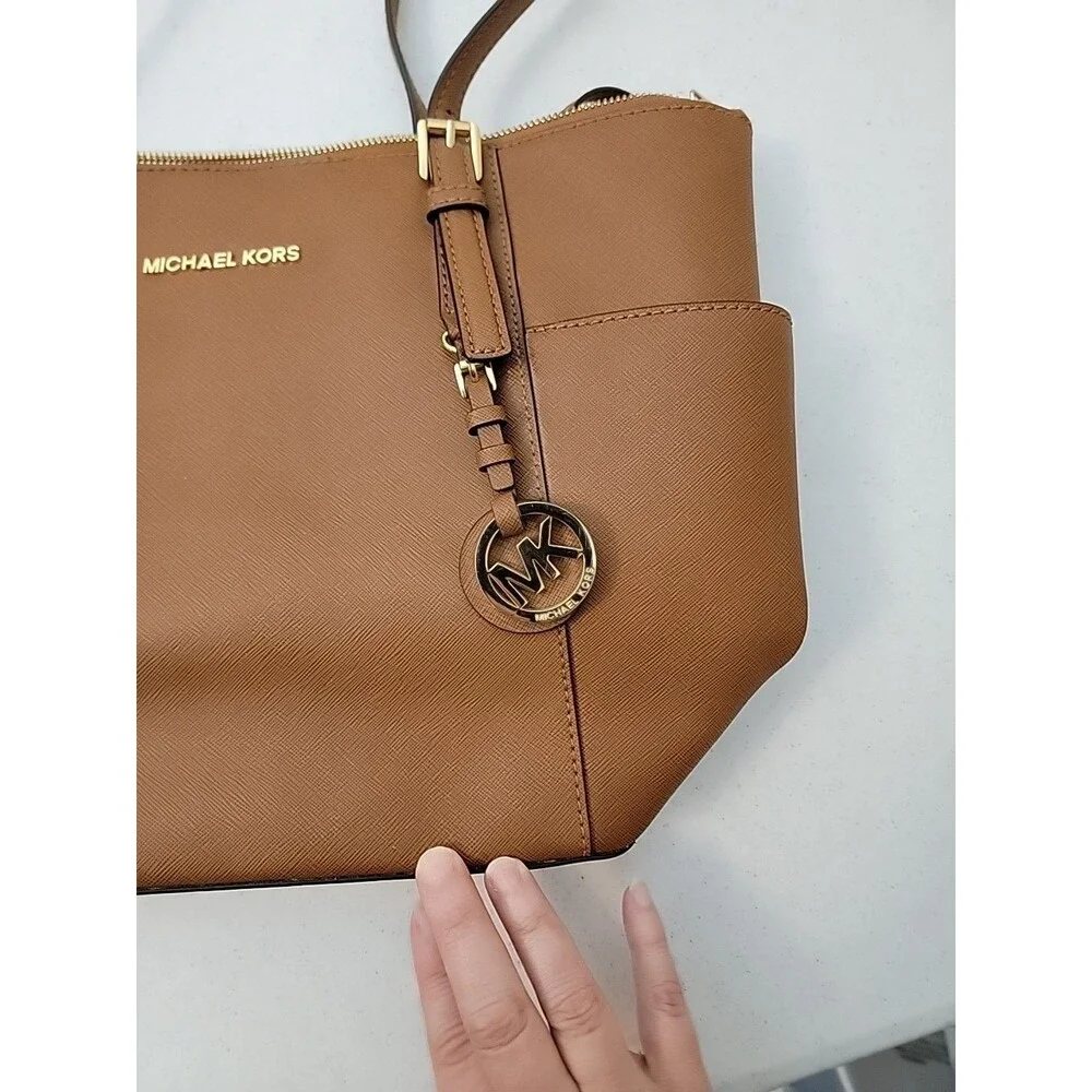 Michael Kors Tote Bag Jet Set Saffiano Leather Luggage Brown